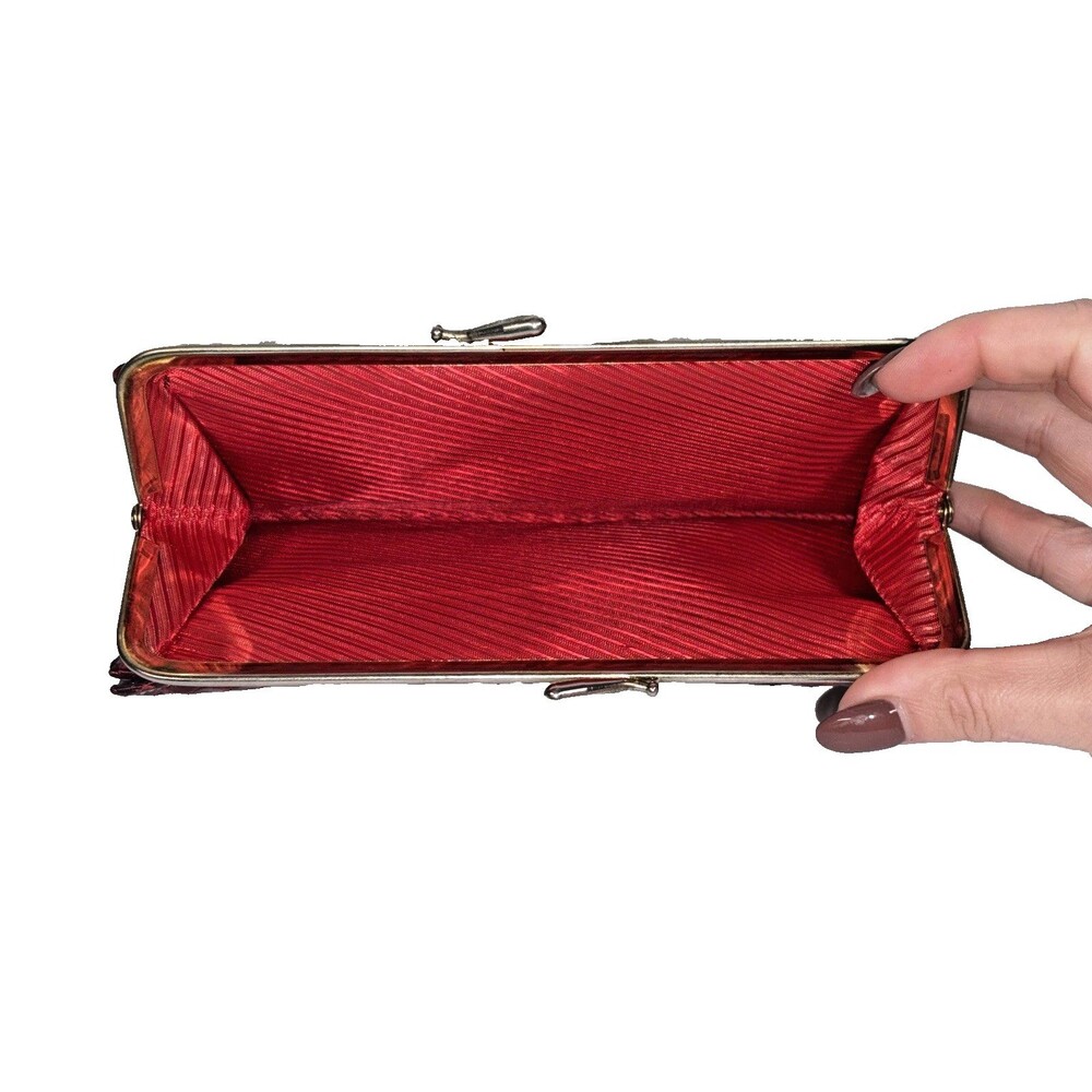 Vintage Baronet Genuine Cobra Snakeskin Red Wallet Clutch Checkbook Purse - Picture 4 of 16
